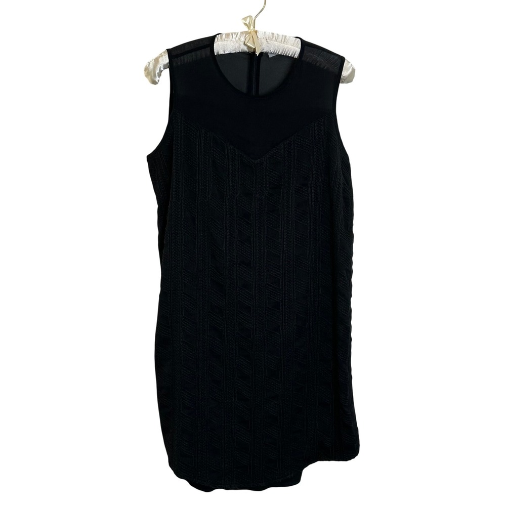 Hunter Bell New York Sleeveless Shift‎ Dress Size 8 Black Embroidered Silk NEW